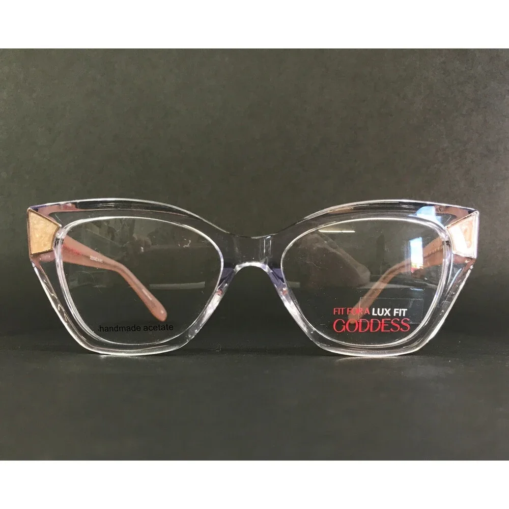 Fit For A Goddess Eyeglasses Frames FGO009 CRY Crystal Pink Cat Eye 55-18-150